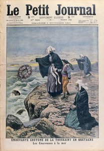 Rzucanie wieńców do morza w Dzień Wszystkich Świętych w Bretanii, ilustracja na okładce z Le Petit Journal, 5 listopada 1911
