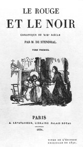 Strona tytułowa pierwszego wydania The Red and the Black Stendhala (1783-1842) opublikowanego w 1831 autorstwa French School
