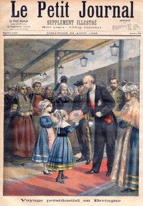Strona tytułowa przedstawiająca prezydencką podróż Felixa Faure do Wielkiej Brytanii, ilustracja z ilustrowanego dodatku Le Petit Journal, 23 sierpnia autorstwa French School
