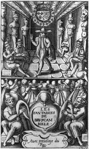 Strona tytułowa z Les Fantaisies de Bruscambille, wyd. 1615 autorstwa French School