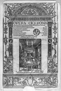 Strona tytułowa Opery Ciceronis, wyd. 1520 autorstwa French School