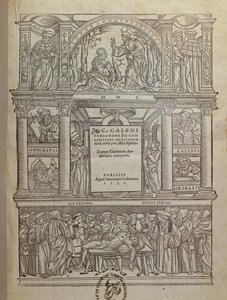 Strona tytułowa książki Galena (ok. 131-c.201), wydanej w Paryżu, 1530 autorstwa French School