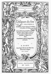 Strona tytułowa „Dyskursu o śnie polifila” autorstwa French School