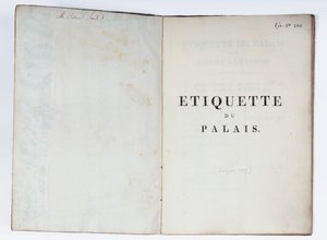 Strona tytułowa Etiquette du Palais, Lucca, 1805 (papier drukowany) autorstwa French School