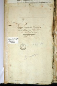 Strona tytułowa oryginalnego rękopisu Drugiego Kapitana Chanala, „Podróży dookoła świata na Solid Captain Marchand” (Dziennik). 1791-1792. Archiwum Narodowe Paryża. autorstwa French School