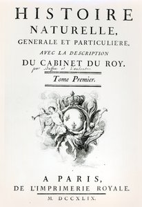 Strona tytułowa Historii naturalnej, ogólnej i szczegółowej, Buffon, Paryż, 1749 autorstwa French School