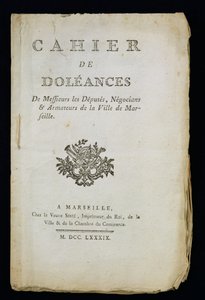 Strona tytułowa Księgi Skarg Posłów, Kupców i Armatorów Marsylii, 1789 autorstwa French School