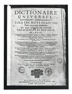 Strona tytułowa Dictionnaire Universel Antoine Furetiere (1619-88) 1690 (druk) autorstwa French School
