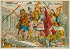 Titus zostaje ogłoszony cesarzem, karta handlowa Chocolat Poulain