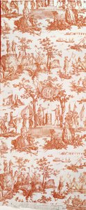 Toile de Jouy, ilustrujący Święto Federacji 14 lipca 1790 na Polach Marsowych (bawełna drukowana) autorstwa French School