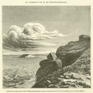 Grobowiec przygotowany dla M de Chateaubriand na zachodnim krańcu wyspy Grand-Bey, niedaleko Saint-Malo (rycina) autorstwa French School