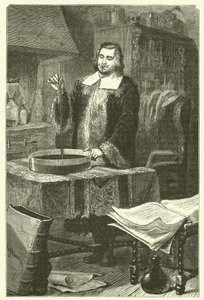 Torricelli wynalazł barometr (grawerunek) autorstwa French School