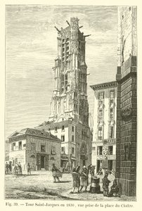 Zwiedzanie Saint-Jacques w 1830 roku, widok z Place du Cloitre autorstwa French School
