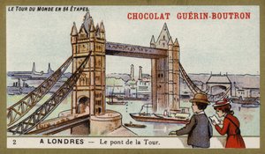 Tower Bridge, Londyn (chromolitho) autorstwa French School