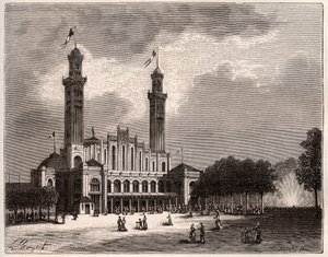 Trocadero w Paryżu - rycina w „La France illustrée: geografia, historia, administracja statystyczna” V.A. Malt-Browna. 1884 autorstwa French School