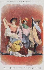 Tancerze Troupe Tabarin w Bal Tabarin (kolorowa litografia) autorstwa French School