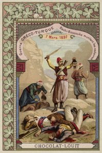 Tureccy bashi-bazouks okaleczający greckie zwłoki, Akrotiri, Kreta, wojna grecko-turecka, 7 marca 1897 autorstwa French School