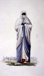 Turczynka ze Smirny, prawdopodobnie z Cousinery, okres osmański, 3. ćw. XVIII w. (akwarela na papierze) autorstwa French School