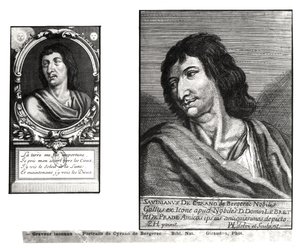 Dwa portrety Saviniena Cyrano de Bergeraca (1619-55), po prawej za Zacharie Heince (1611-69) autorstwa French School