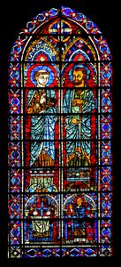 Dwóch świętych - jeden jest Nicejczykiem; kapłan-dawca poniżej (w116) autorstwa French School