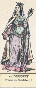 Ultrogothe, Femme de Childebert I (kolorowy grawerunek) autorstwa French School