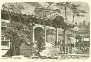 Świątynia buddyjska w Nagasaki (rycina) autorstwa French School