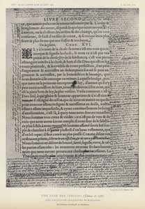 Strona z esejów, wydanie 1588, z adnotacjami autografów autorstwa Montaigne