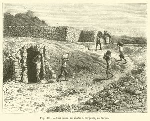 Kopalnia siarki w Girgenti na Sycylii (rycina) autorstwa French School