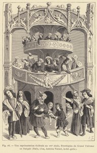 Przedstawienie teatralne w XVI wieku (rycina) autorstwa French School