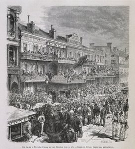 Ulica w Nowym Orleanie w dniu wyborów 1875 r. - w „Le Tour du Monde”, II sem. 1876 autorstwa French School