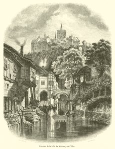 Ulica w mieście Miśnia nad Łabą (rycina) autorstwa French School