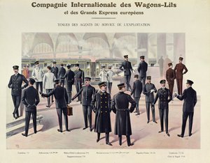 Mundury dla pracowników Compagnie des Wagons-Lits, c.1910 autorstwa French School