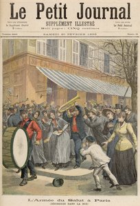 Powstanie przeciwko procesji Armii Zbawienia w Paryżu, z Le Petit Journal, 20 lutego 1892 (rycina kolorowa)