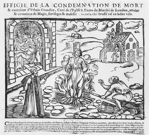 Urbain Grandier spłonął na stosie po wydarzeniach z Loudun, 1634 (drewno)