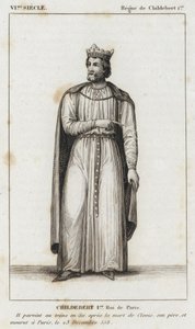 VI wiek, panowanie Childeberta I, Childeberta I, króla Paryża (rycina) autorstwa French School