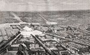 Wersal z jego zamkiem w XIX wieku - rycina w „La France illustree: geografia, historia, administracja statystyczna” autorstwa V.A. Słodowo-Brązowy. 1884 autorstwa French School
