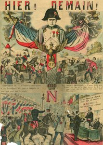 Wiktor Napoleon (1862-1926) na czele zwolenników Bonapartystów, ostatni spadkobierca Napoleona I musiał udać się na wygnanie w wyniku ustawy uchwalonej przez Trzecią Republikę w 1886 r. Rycina zamieszczona w "Le Figaro, dodatek", 30.03.1889, Paryż. autorstwa French School