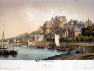 Widok Amboise - litografia autorstwa French School