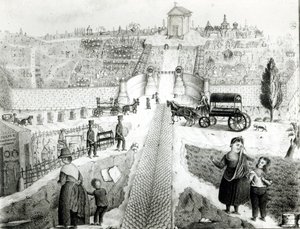 Widok na cmentarz Pere-Lachaise, początek XIX wieku autorstwa French School