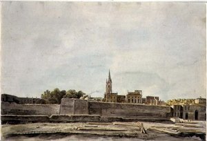 Widok na pejzaż miejski w południowej Francji, ok. 1800 (akwarela na papierze) autorstwa French School