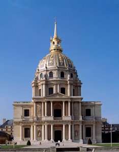 Widok na paryski zabytek Hotel des Invalides, którego budowę zlecił Ludwik XIV w 1670 r. Paryż autorstwa French School