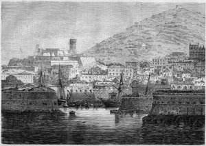 Widok na port i miasto Gaete (Gaeta), Włochy autorstwa French School