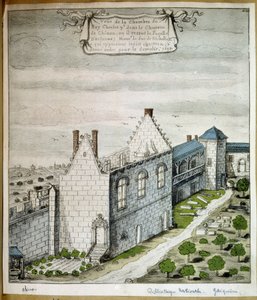 Widok pokoju króla Karola VII na zamku Chinon, gdzie przyjął służącą orleańską - akwarela autorstwa French School