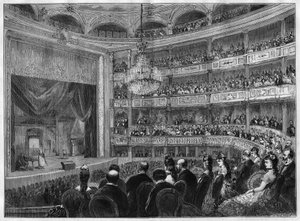 Widok na nowo odrestaurowaną salę teatralną Odeon. Paryż autorstwa French School