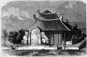 Widok na grób Georgesa Pierre Pigneau de Behaine (1741-1799), biskupa Adranu. Sajgon, Koczin, Chiny autorstwa French School