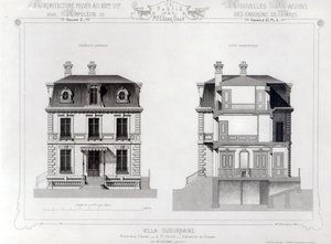 Suburban Villa, Premier Chasse przy St. Cloud, z Architecture Privee au C19th, autorstwa French School
