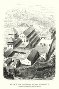 Willa Merowingów z czasów Dagoberta I, Rekonstrukcja M. Viollet-le-Duc (ryt) autorstwa French School