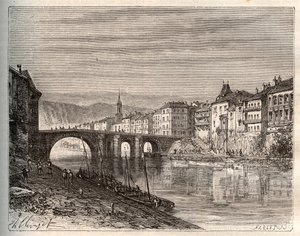 Villeneuve-sur-Lot (Villeneuve sur Lot) - wydział Lot-et-Garonne - grawer w „La France illustree: geografia, historia, administracja statystyczna” autorstwa V.-A. Słodowo-Brązowy. 1884 autorstwa French School