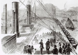 Wizyta księcia Napoleona na Great Eastern w Southampton 18 października 1859, ilustracja z Le Monde Illustre, 5 listopada 1859 autorstwa French School