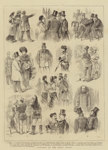 Zwiedzający w Salonie Paryskim (grafika) autorstwa French School